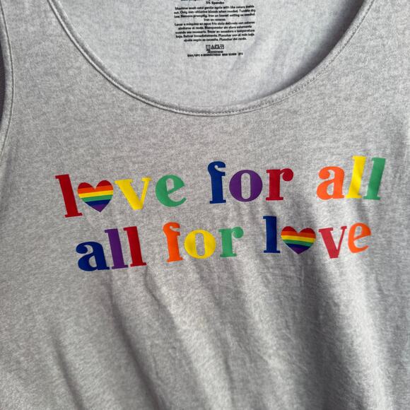 Joyspun Tank Top Size M 8 10 Gray Pride Flag Love For All Graphic Lightweight - Picture 3 of 8